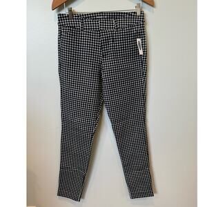 Old Navy Black White Plaid Mid Rise Pixie Pants Women 4 Tall NWT Career Corpcore